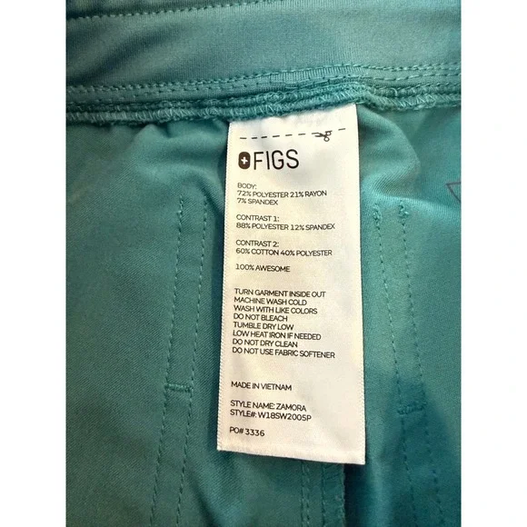 FIGS Zamora Jogger Scrub Pants Teal Green Neon Yellow Drawstring Womens XXS/P - Picture 4 of 5